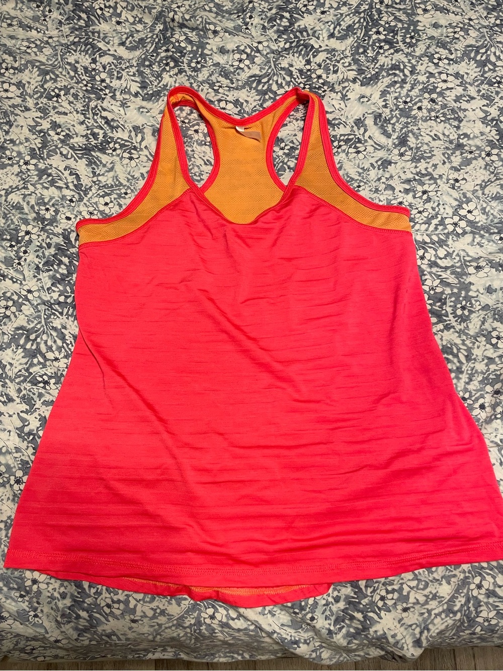 MTA Sport Bright Coral Racerback Tank with Orange Trim